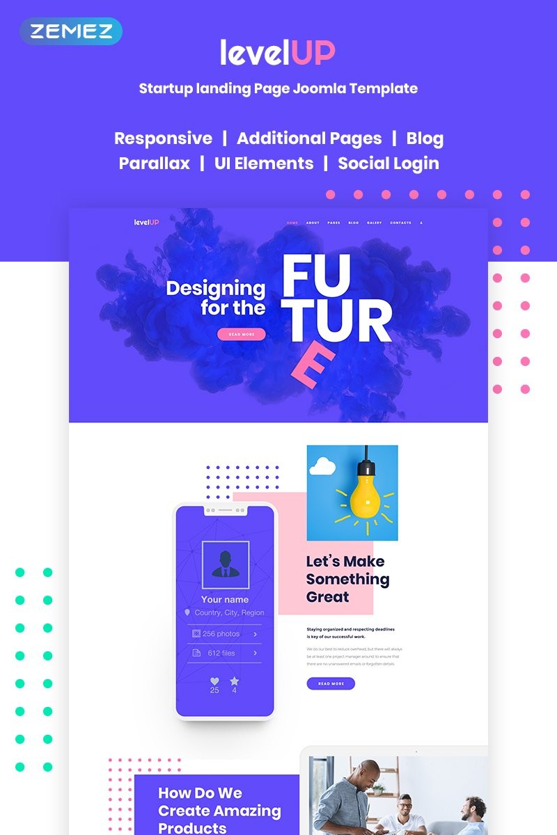 LevelUp - целевая страница начинающей компании