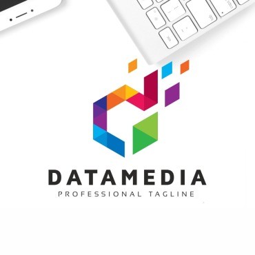 Datamedia D Letter Colorful. Шаблон логотипа. Артикул 101724