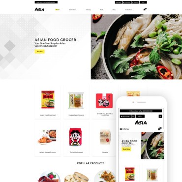 Азия - Интернет-магазин азиатской кухни Clean. Shopify шаблон. Артикул 78239