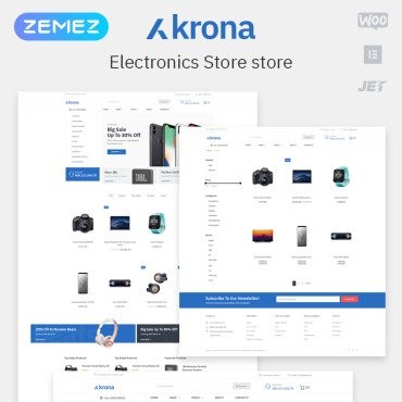 Krona - Электроника ECommerce Classic Elementor. WooCommerce тема. Артикул 80170