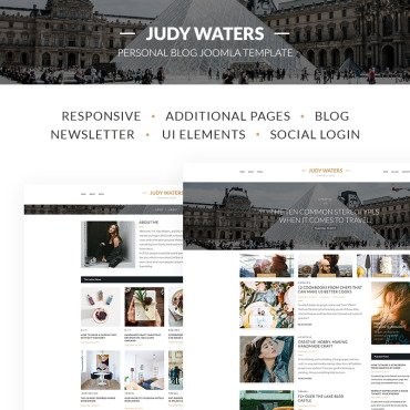 Джуди Уотерс - Личный блог. Joomla шаблон. Артикул 67440