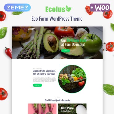 Ecolus - доставка экологически чистых продуктов ECommerce Modern Elementor. WordPress  шаблон. Артикул 80218