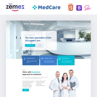 MedCare - Медицинская клиника. Шаблон веб сайта. Артикул 90757