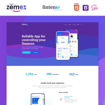 Lintense Mobile App -   Creative HTML.  Landing Page.  87644
