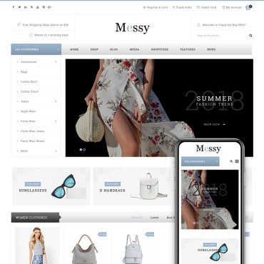 Messy - многофункциональный магазин модной одежды. WooCommerce тема. Артикул 68300