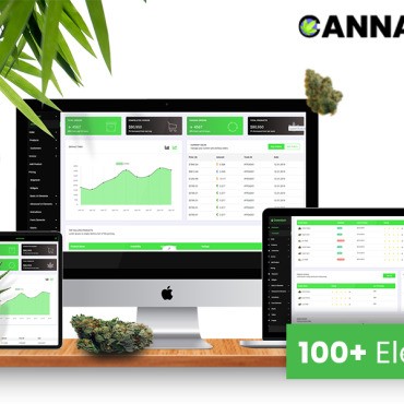 Каннадаш | Система управления приборной панелью Cannabis & Weed Vendor CRM HTML5. Шаблон админки. Артикул 105346