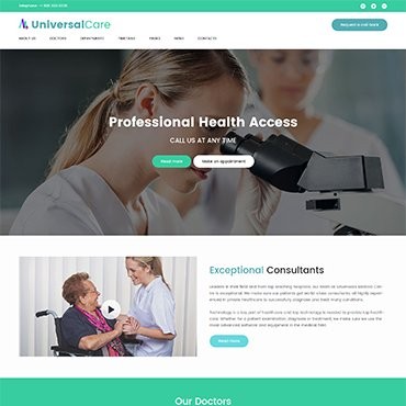 UniversalCare - Медицинский центр Адаптивный. WordPress  шаблон. Артикул 62034