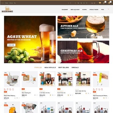Beerione - Магазин пивоваренного оборудования. PrestaShop тема. Артикул 61411