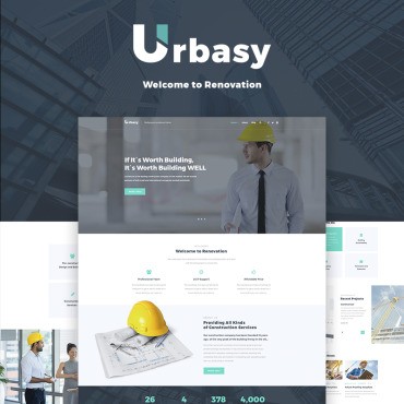 Urbasy - Строительная компания. WordPress  шаблон. Артикул 66468