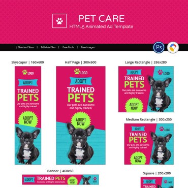 Профессиональные услуги | Pet Care Banner. Анимированный баннер. Артикул 71825