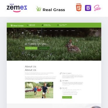 Real Grass - HTML для ухода за садом. Шаблон Landing Page. Артикул 73436