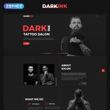 DarkInk - многостраничный салон татуировки HTML5. Шаблон веб сайта. Артикул 70625