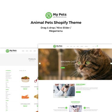 My Pets - Животные животные. Shopify шаблон. Артикул 70283