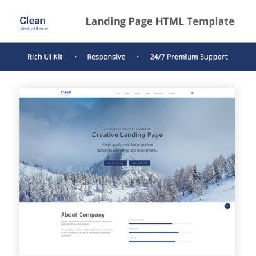 Чистота - нейтральный HTML5. Шаблон Landing Page. Артикул 66951
