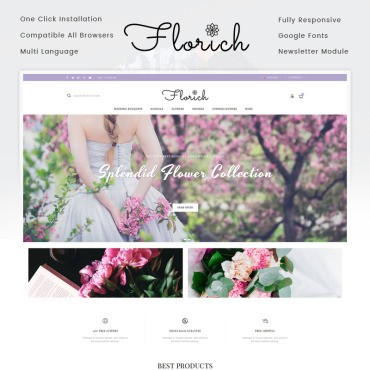 Florich - Магазин свадебных цветов. OpenCart шаблон. Артикул 71742