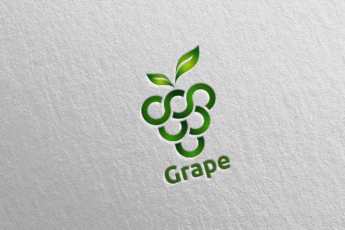 Современный фруктовый виноград. Шаблон логотипа. Артикул 98199