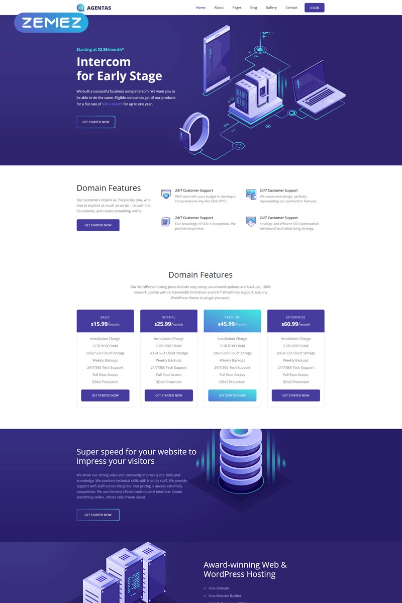 Agentas - Хостинг Flat Design Clean