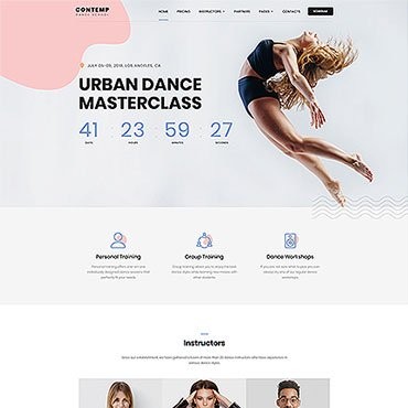 Contemp - многостраничная творческая начальная страница для танцевальной школы HTML. Шаблон веб сайта. Артикул 62183