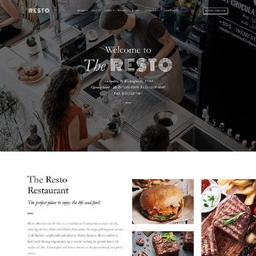 Resto - кафе и ресторан Multipage. Шаблон веб сайта. Артикул 62276