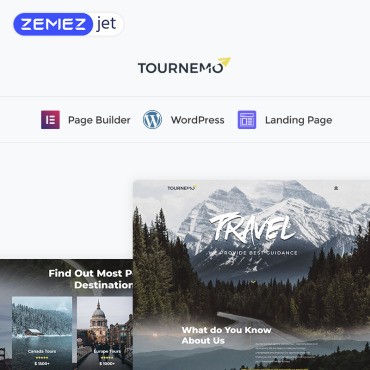 Tournemo - туристический элемент WordPress. Шаблон Landing Page. Артикул 73457