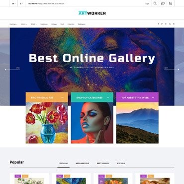 Artworker - онлайн-галерея и портфолио художника. PrestaShop тема. Артикул 62011