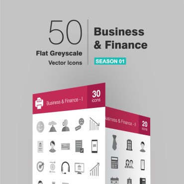 50 Business Flat Greyscale.  .  90588