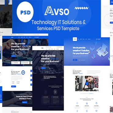 Abso - Технологии, ИТ-решения и услуги. PSD шаблон. Артикул 105214