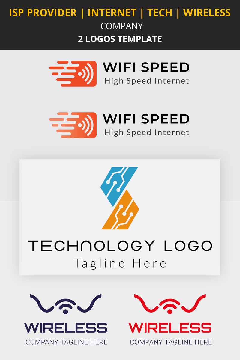 Беспроводной Интернет, Интернет-провайдер, Технологическая компания. Шаблон логотипа. Артикул 94611