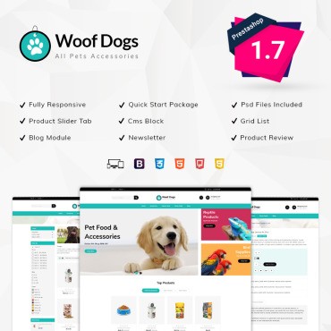 Woofdog Pet Store. PrestaShop тема. Артикул 76089