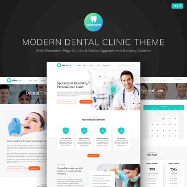 Dentora - Стоматологическая клиника Elementor. WordPress  шаблон. Артикул 84026