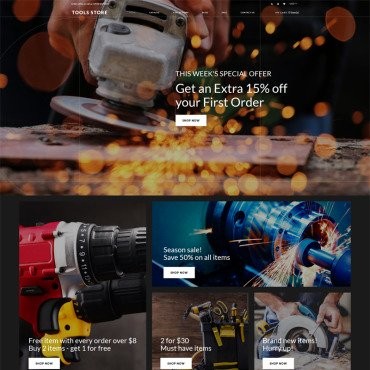 Магазин инструментов - Инструменты и оборудование Creative. Shopify шаблон. Артикул 82643