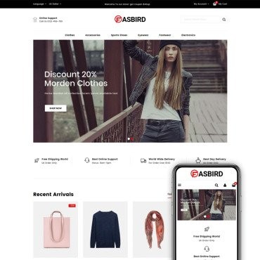 Fasbird - Магазин дизайнеров одежды. PrestaShop тема. Артикул 83940