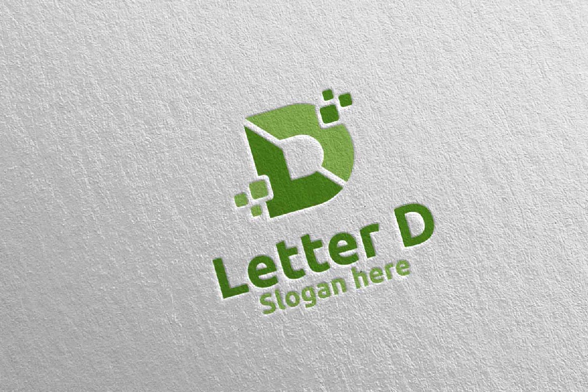 Digital Letter D Design 11. Шаблон логотипа. Артикул 97359