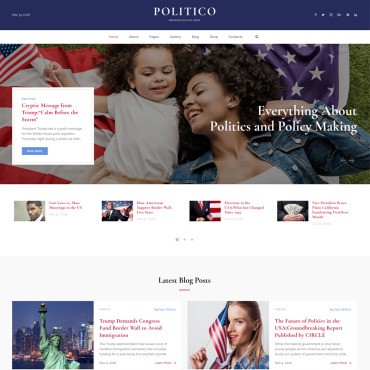 Politico - политический журнал, многостраничный HTML5. Шаблон веб сайта. Артикул 67813