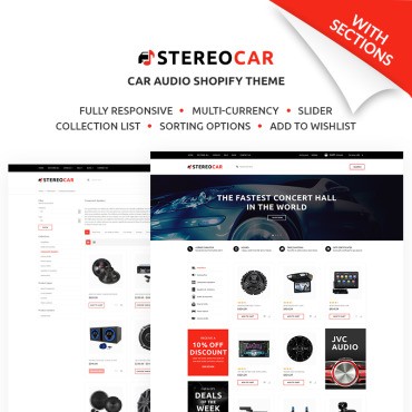 Stereocar - Эффективные автомобильные запчасти и аксессуары онлайн. Shopify шаблон. Артикул 67697