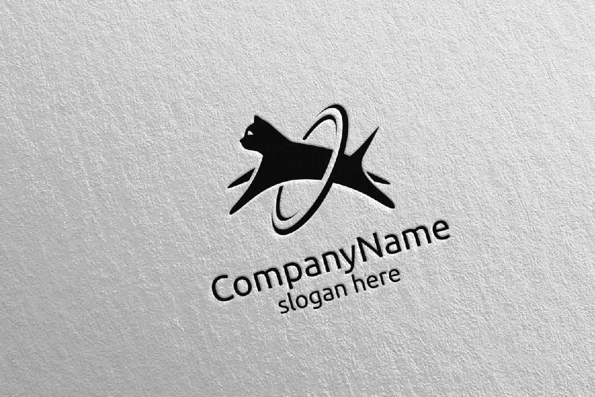 Кошка для зоомагазина, ветеринара или любителя кошек Concept 7. Шаблон логотипа. Артикул 98345
