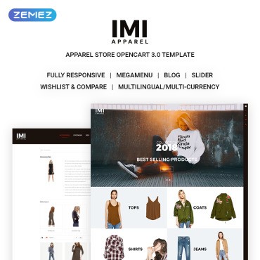 IMI - Магазин одежды. OpenCart шаблон. Артикул 71142