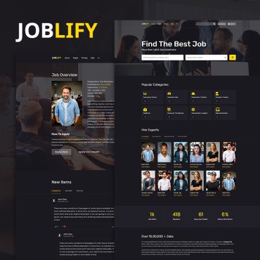 Joblify | Работа Доска объявлений. Шаблон веб сайта. Артикул 92292