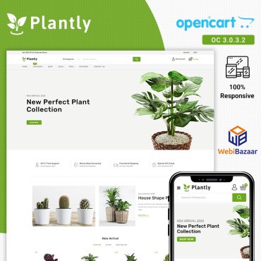 Plantly - Растения и Питомник. OpenCart шаблон. Артикул 91622