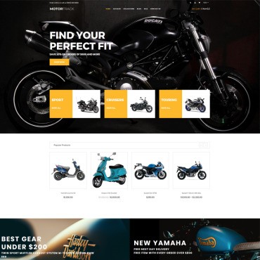 MOTORTRACK - Мотоцикл многостраничный модерн. Shopify шаблон. Артикул 79859