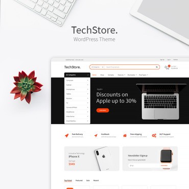 Tech Store - Магазин мобильных устройств и электроники. WooCommerce тема. Артикул 74336