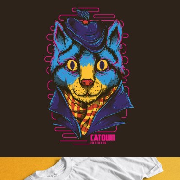 Catown. Шаблон для дизайна футболки. Артикул 89305