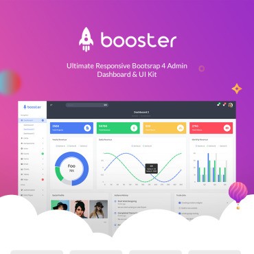 Booster - Bootstrap + Laravel Dashboard. Шаблон админки. Артикул 76572