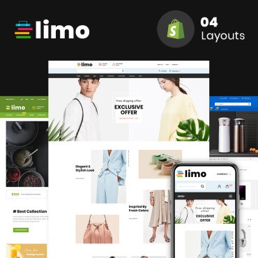 Limo - секционный многоцелевой магазин. Shopify шаблон. Артикул 80416