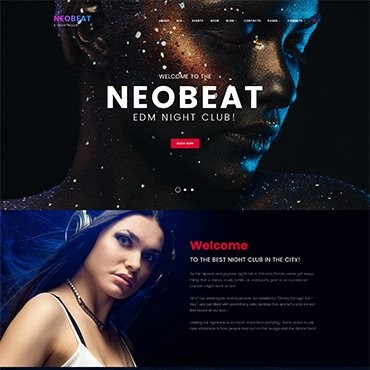 Neobeat - ночной клуб и развлечения. WordPress  шаблон. Артикул 63497