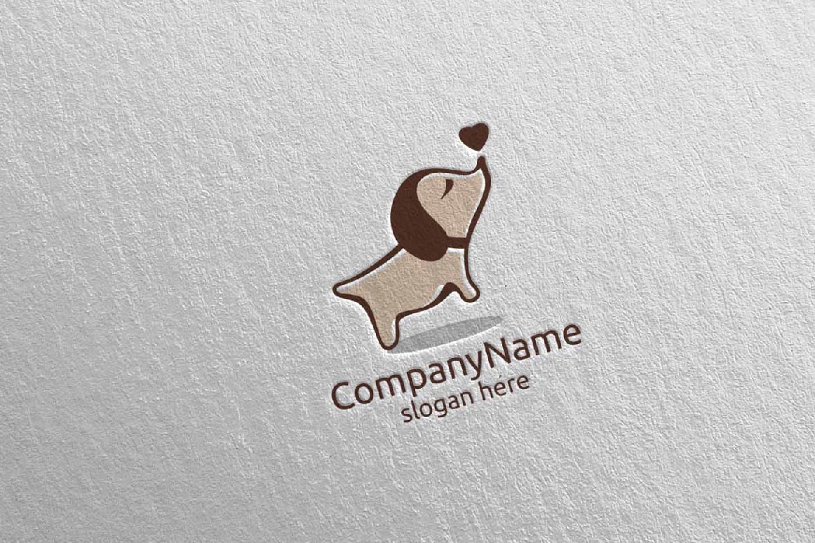 Собака с любовью Вектор для зоомагазина, ветеринарной или собачья концепция 5. Шаблон логотипа. Артикул 98333
