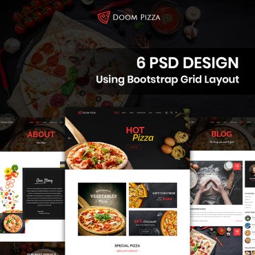 Doom Pizza - Пицца. PSD шаблон. Артикул 87461
