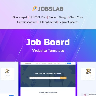 JobsLab - Job Board. Шаблон веб сайта. Артикул 80213