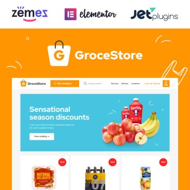 GroceStore - яркий и привлекательный продуктовый веб-сайт электронной коммерции. WooCommerce тема. Артикул 90498