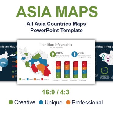 Карта Азии. PowerPoint шаблон. Артикул 105472